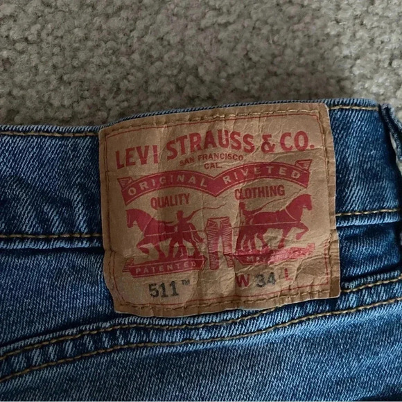 Levi’s Dad Jorts Cutoff 511 Shorts Size 34 Blue Denim - Picture 3 of 6